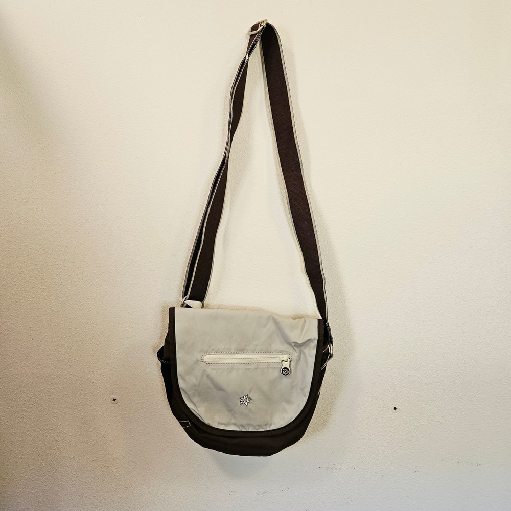 Sherpani Milli Crossbody Messenger Bag Brown Tan Floral Lining Adjustable Strap